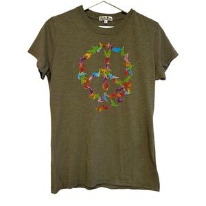 Y2K lucky brand T-shirt L dove peace graphic Made in USA boho hippie vintage